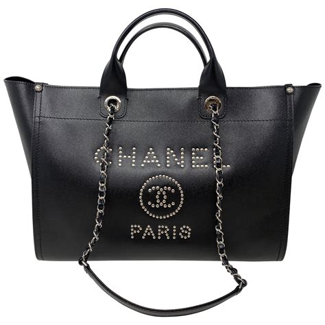 chanel deauville tote black